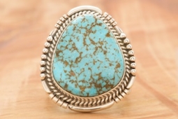 Genuine Kingman Turquoise Sterling Silver Navajo Ring